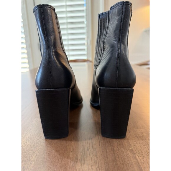 Steve Madden Hutson Leather Ankle Booties Black Pointed Toe Block Heel Women 6 - Picture 10 of 13